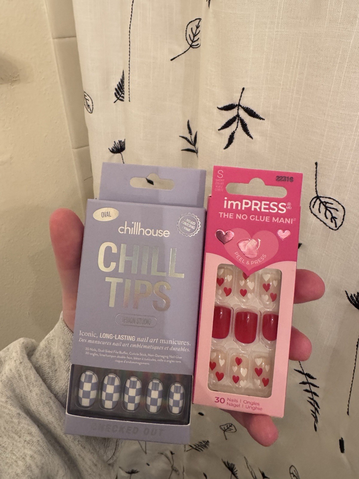 chillhouse & imPRESS Press-On Nails, Full Cover, Heart & Checkerboard Themes