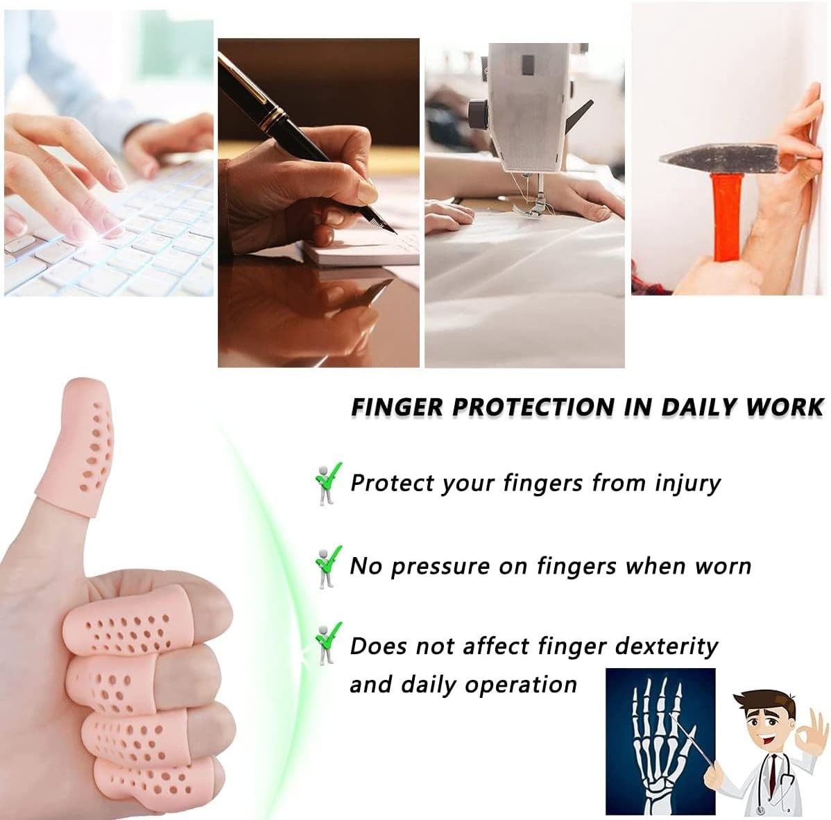 Customizable Silicone Finger Cots – 12 Pack to Relieve Pain from Eczema & More
