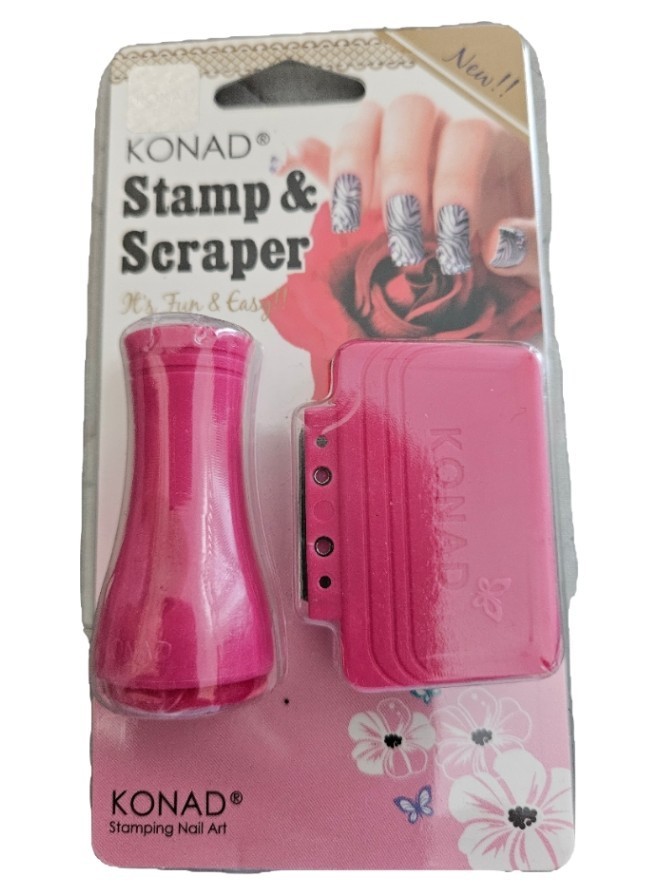 KONAD Double Side Stamping Nail Art Stamp and Scraper Set Stamping Nail Art Tool
