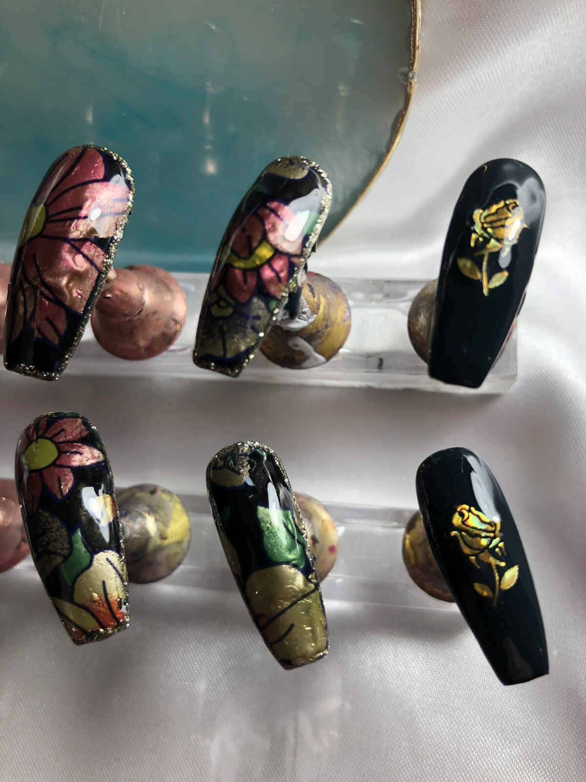 Z-NAILZ! Gorgeous Set Of Handcrafted Custom Long Coffin Press On Nails