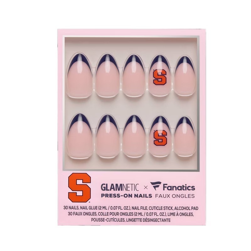 Syracuse Orange Press-On Nails: Almond Shape, Gloss Finish, 30 Pieces