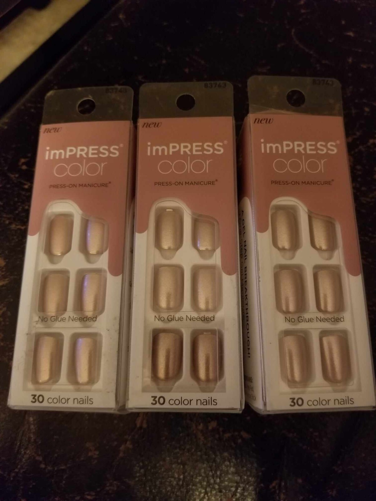 Kiss Impress Press On Manicure Paralized Pink Short Length Nails 30/ pk x 3 Pks