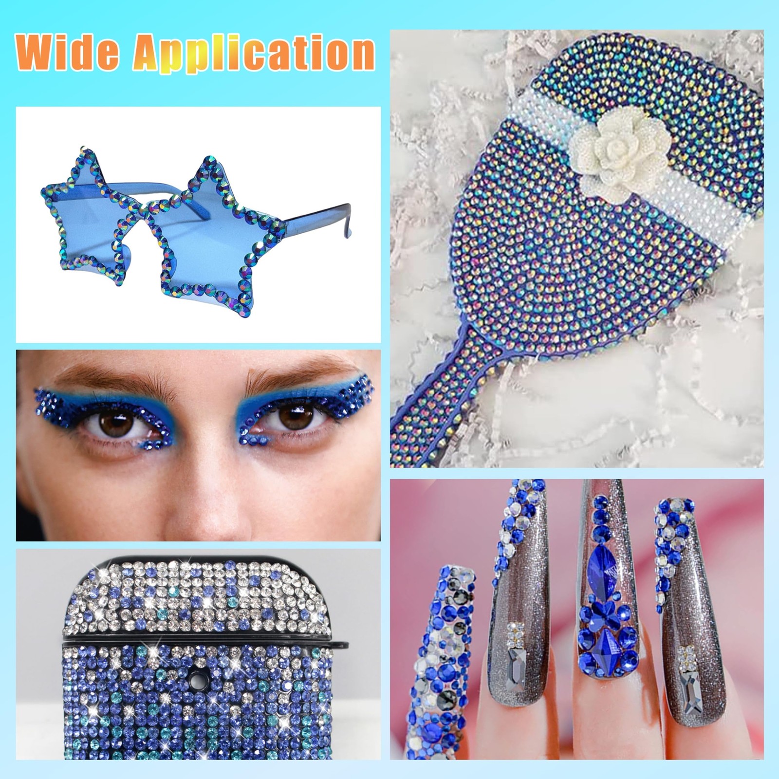 22000 Pcs Blue Flatback Pearls and Rhinestones Bedazzling Kit, Resin Rhinesto…