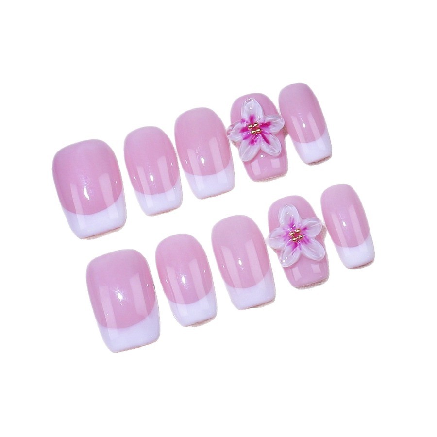 10pcs Luxury French Press on Nails 3D Carved Medium Square Fake Tips