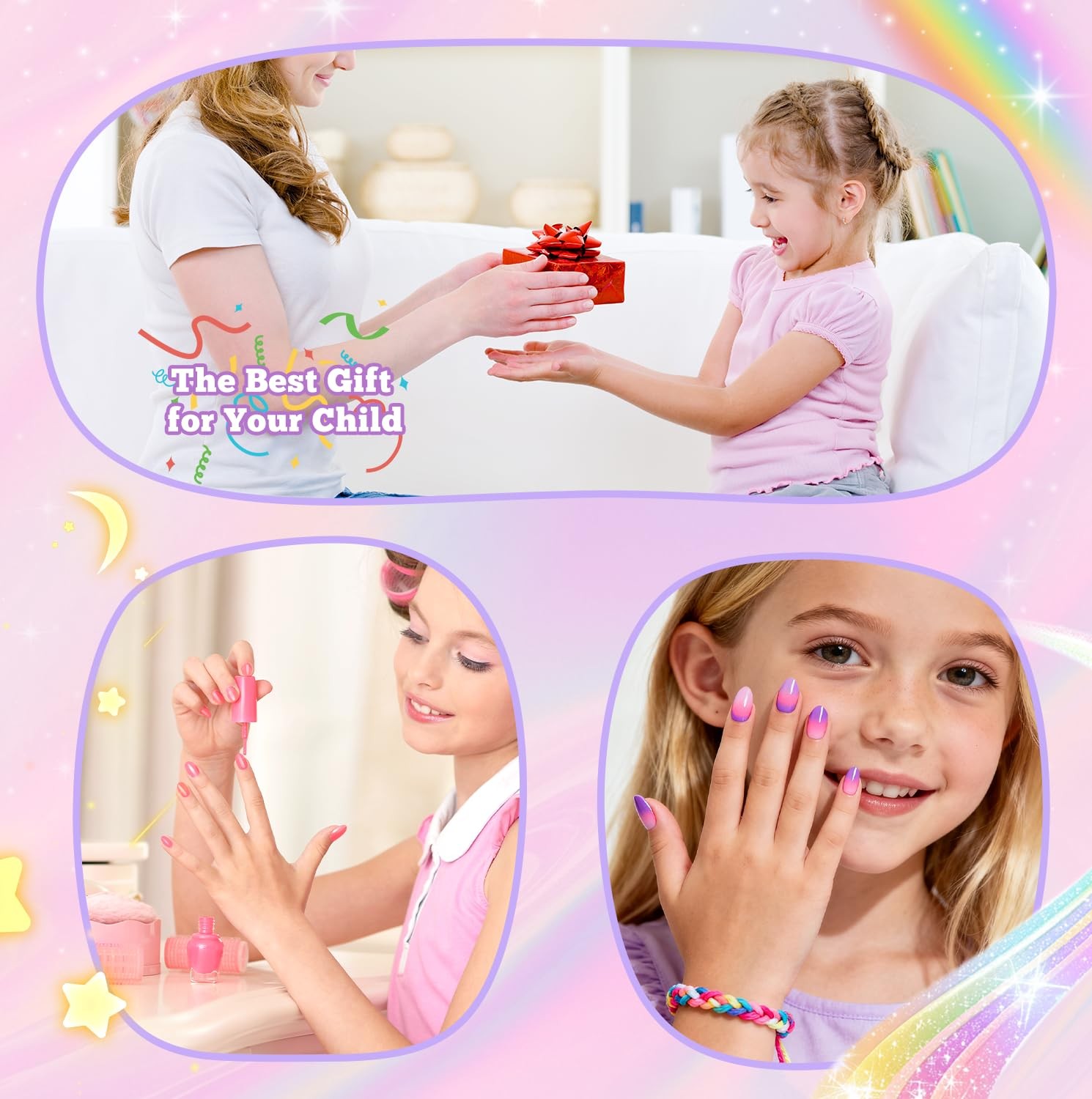 240Pcs Almond Kids Nail Tips – 12 Sizes Soft Gel Extra Short Press on Nails f…