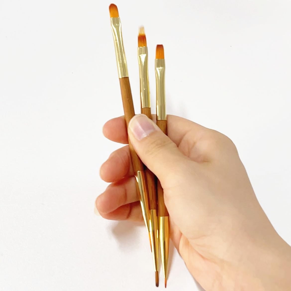 3Pcs Nail Art Drawing Brushes, Short Bamboo Penholder Double End