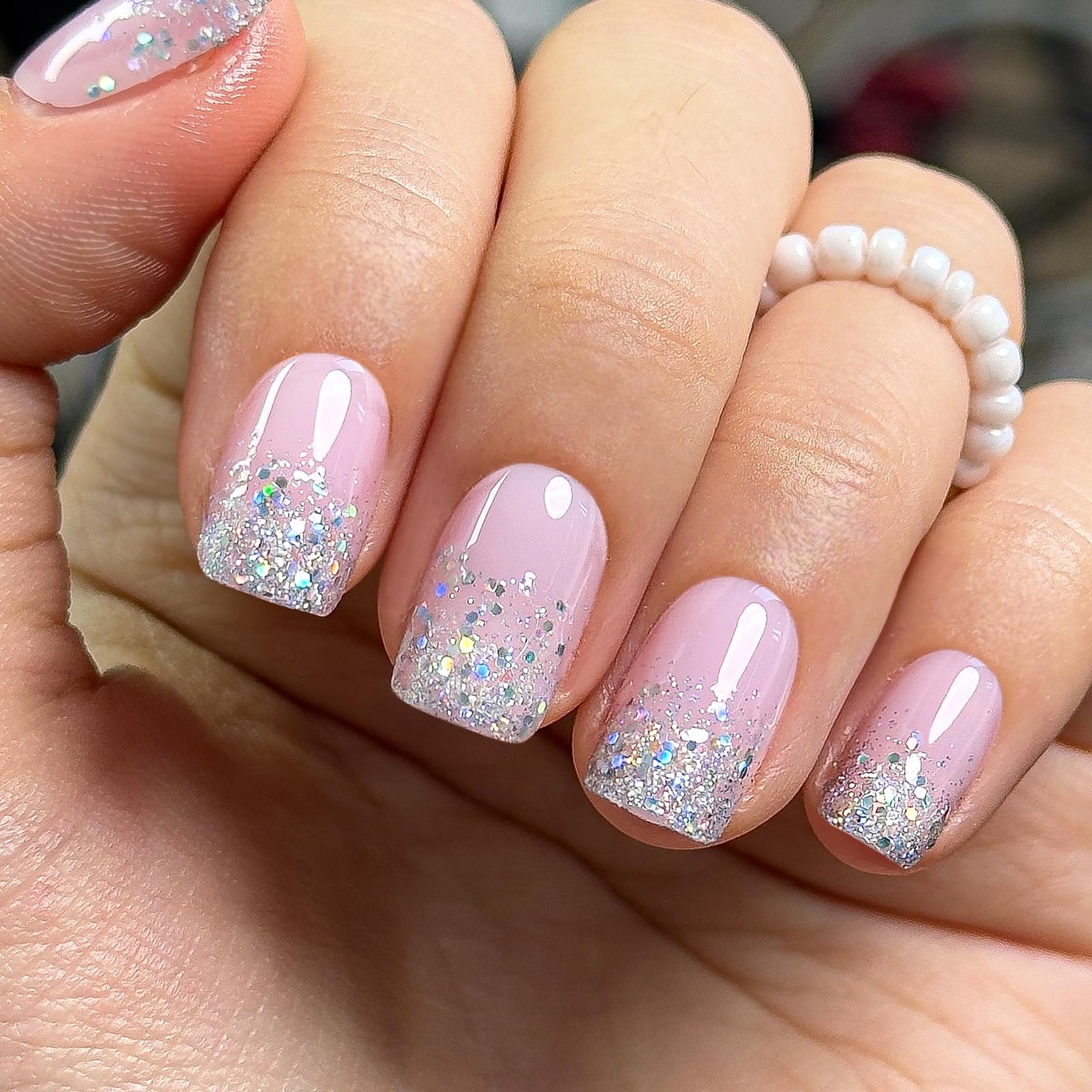 Curvlife 30pcs Short Press On Nails, Shining Stick on Fake Nails Design Glossy A