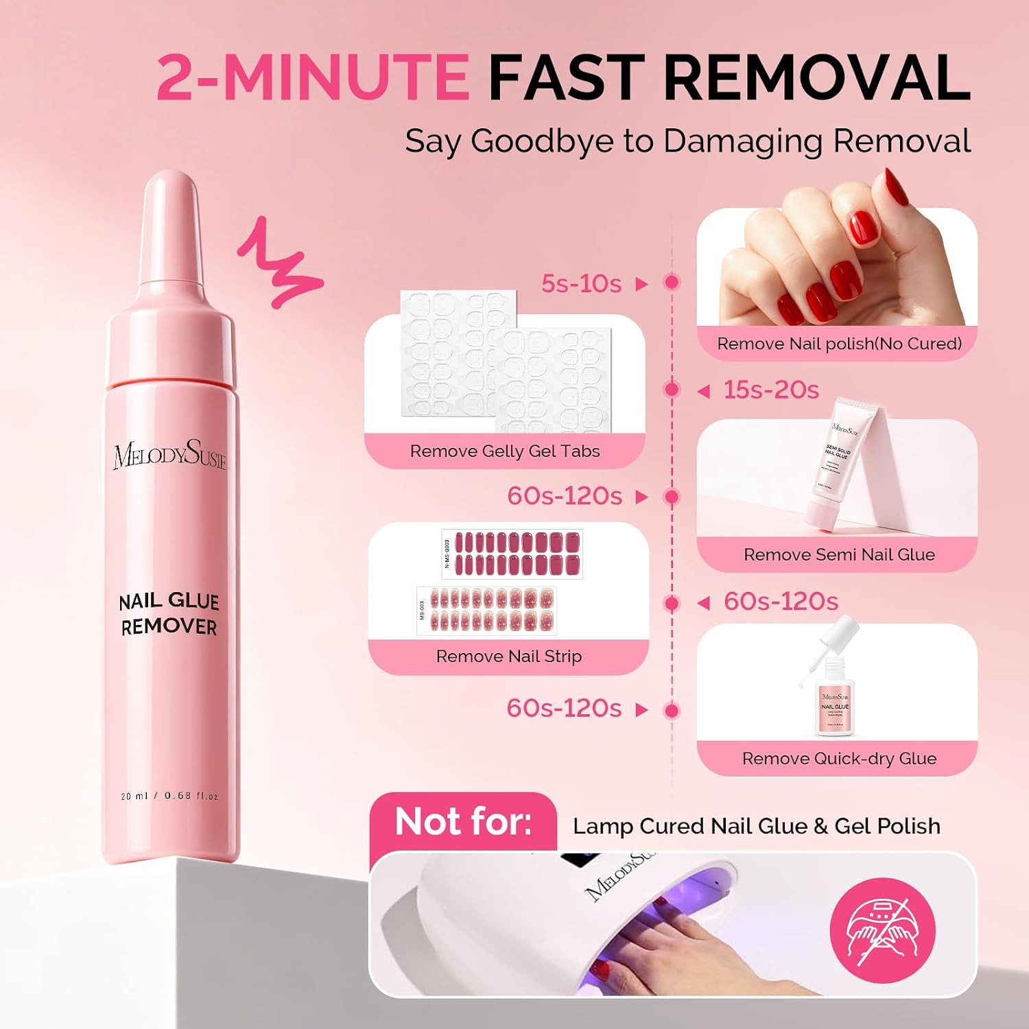Press on Nail Glue and Non Acetone Nail Glue Remover Kit | Quick Dry Semi Solid