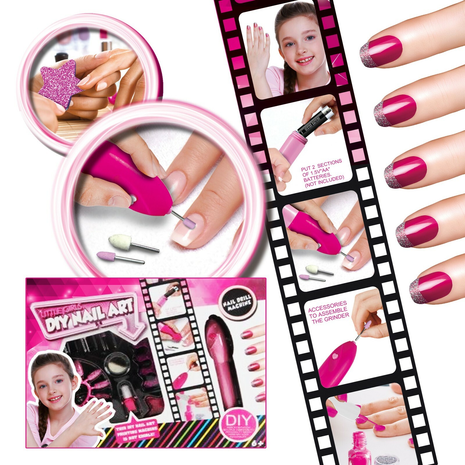 Nail Art Kit kids DIY Girls nail printing NEW polish and colorful NEW
