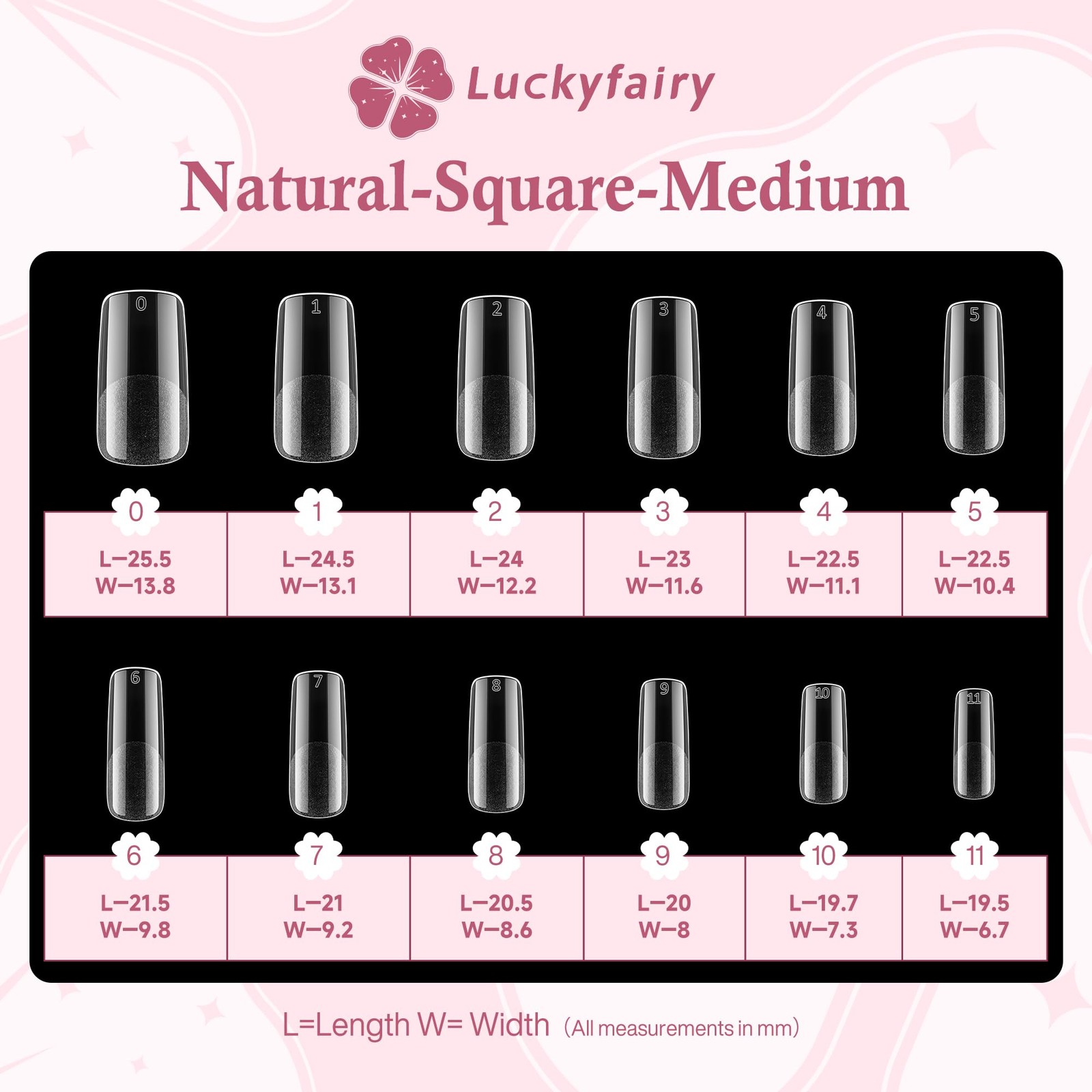 Medium Square Nail Tips, 360pcs Soft Gel Pre-Shaped Acrylic Fake Nails, Half …