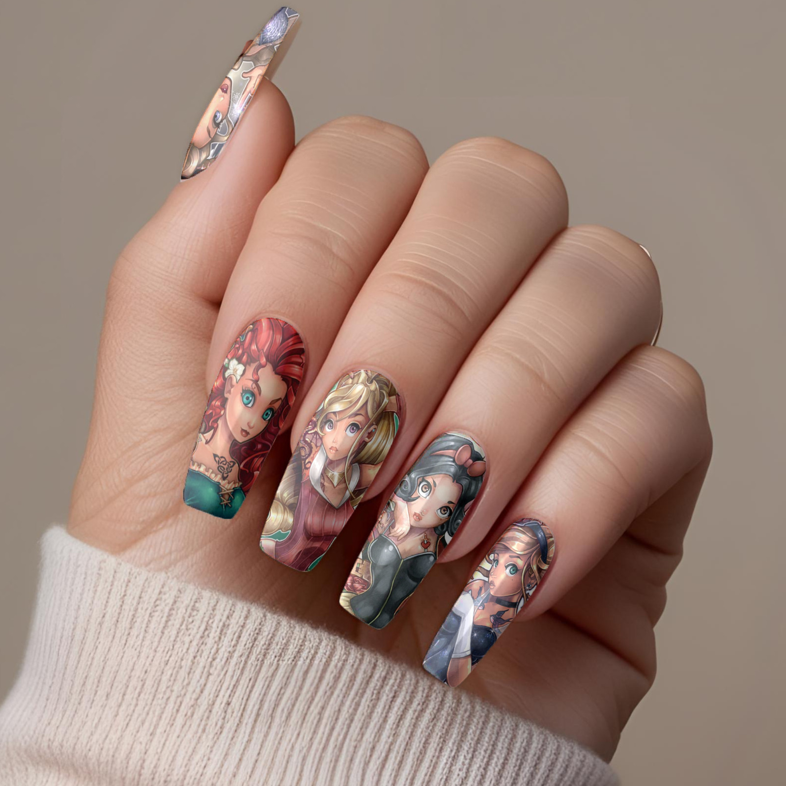 Baddie Tattoo Princess Nail Decals Water Transfer Nail Wraps