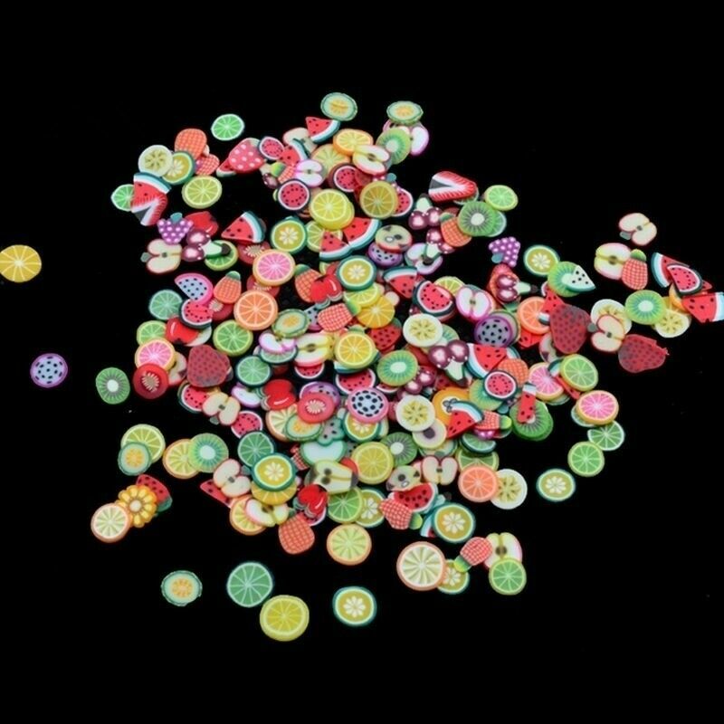 1000PCS/Pack 3D Nail Stickers Mini Fimo Slices Polymer Clay Crafts Fruit Design