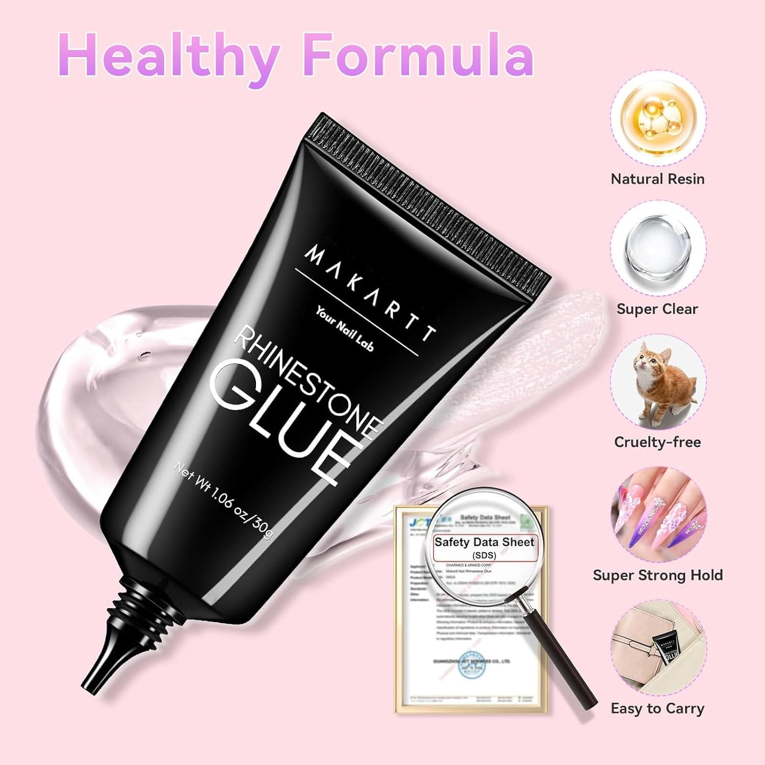 Makartt Rhinestone Glue for Nails: Super Strng Gel Nail Glue for Nail Charms Ge