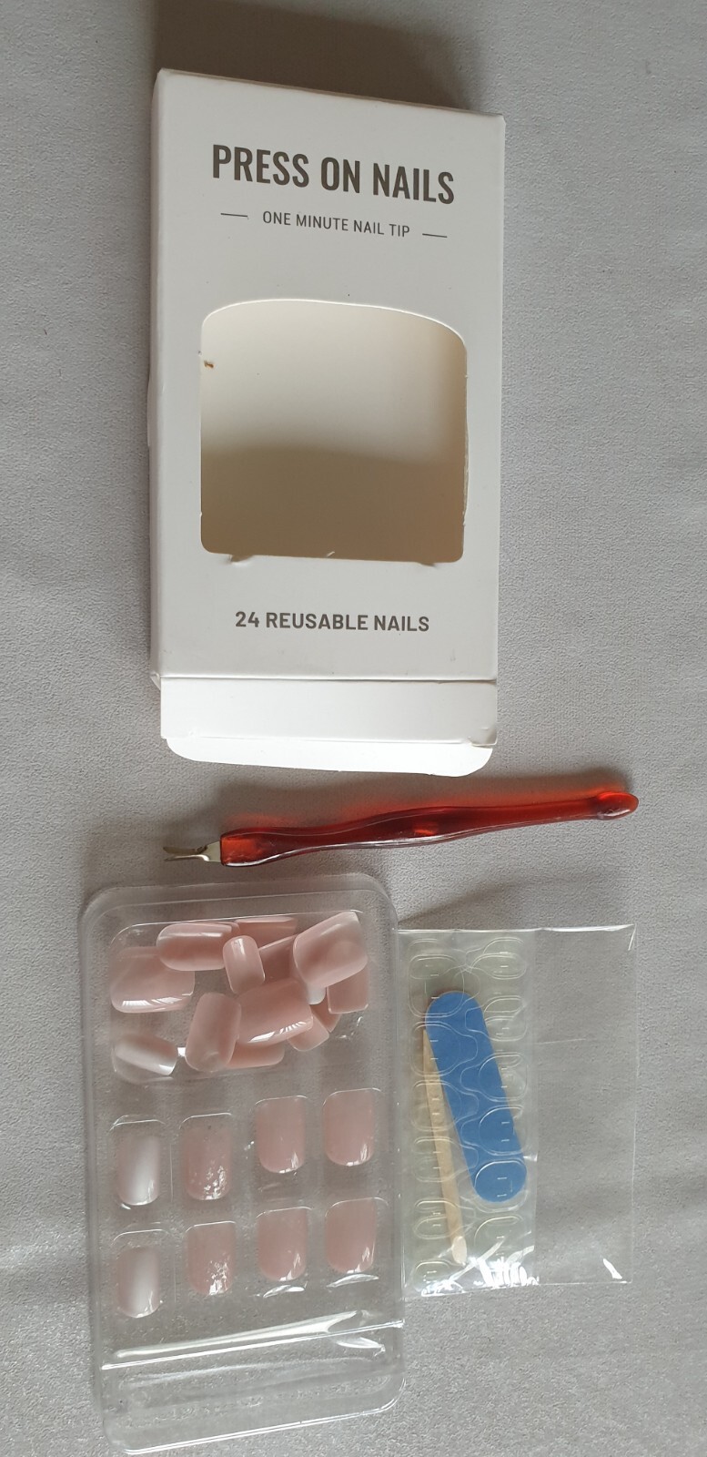 Pack of 24 Pikabows Press-On Glue Nails Pink Acrylic Reusable for Women