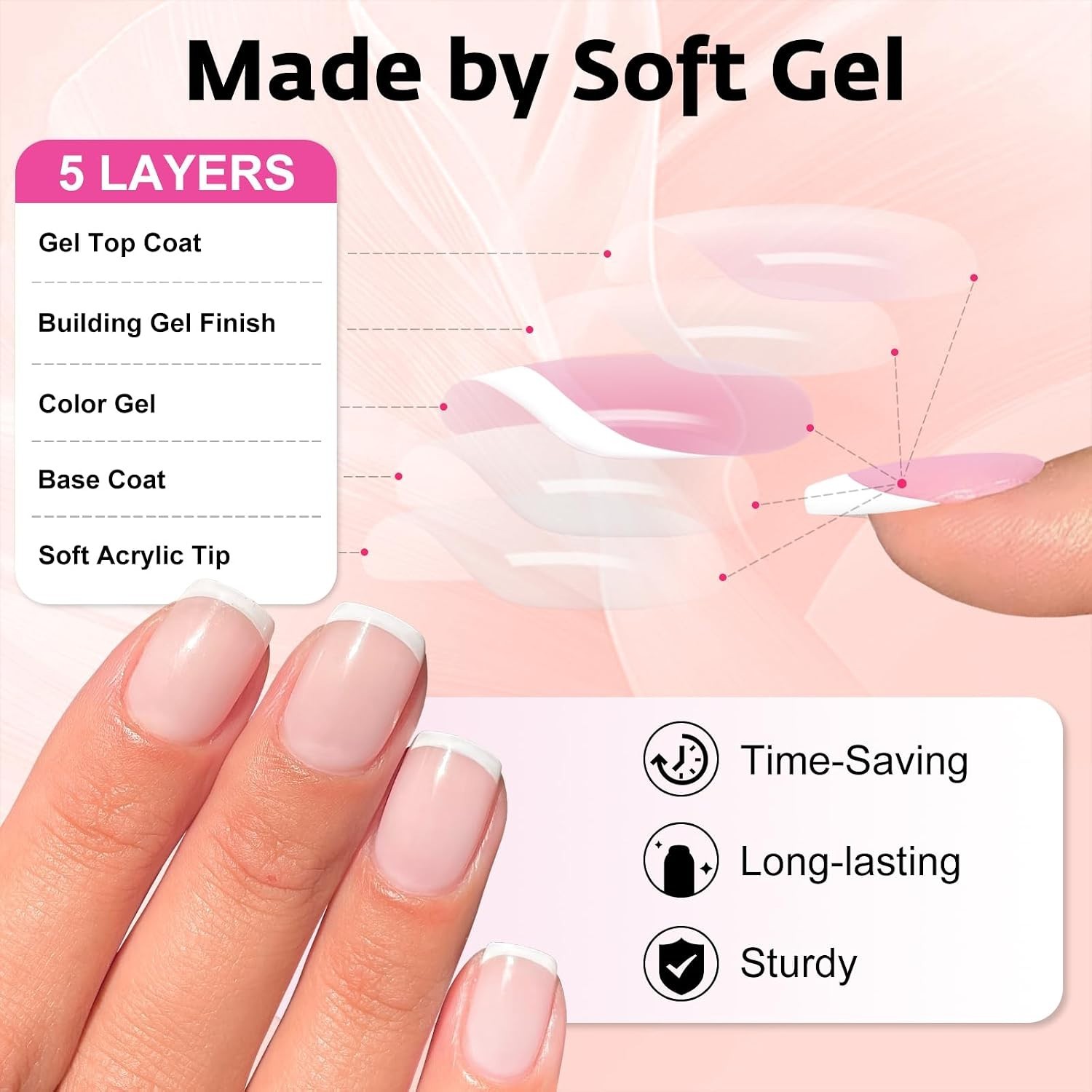 240Pcs French Tip Press on Nails Short White French Nails Press on Square Fake