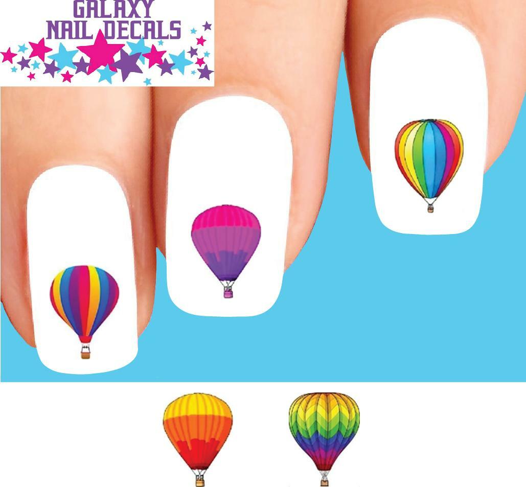 Waterslide Nail Decals – Set of 20 Colorful Hot Air Balloons Assorted