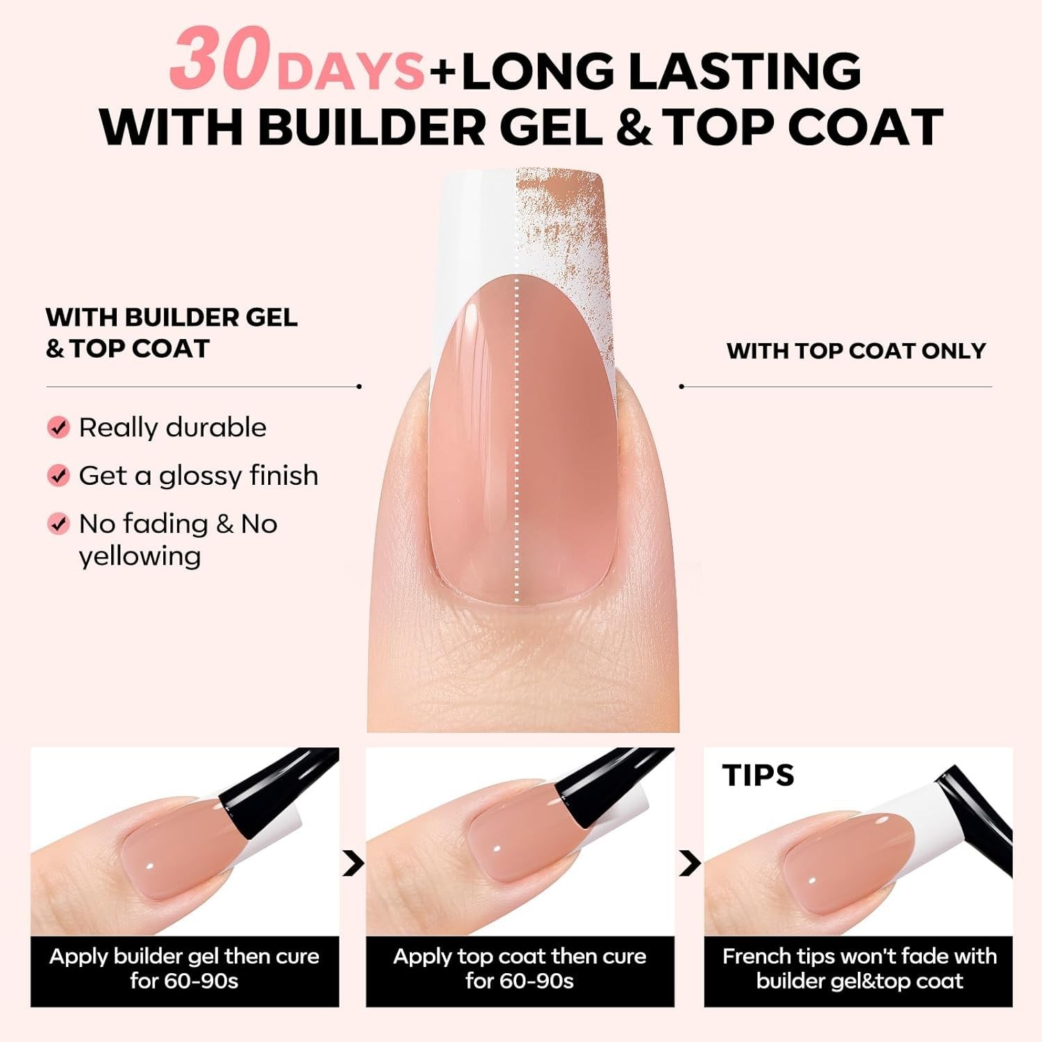 Modelones Nailboxie French Tip Press on Nails 300 Pieces – 15 Sizes Medium Nude