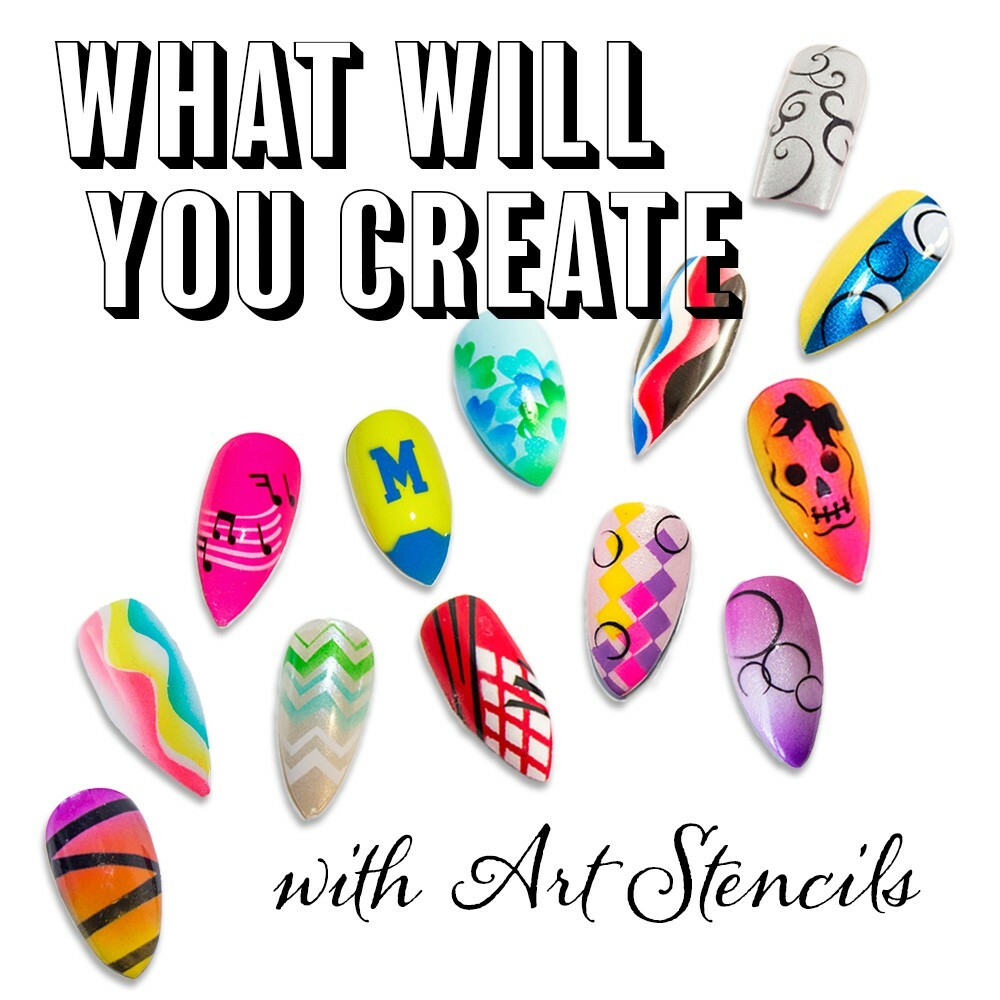 Airbrush Nail Art Design Stencil Strips 6 pc Set Florals and Scenes ss5