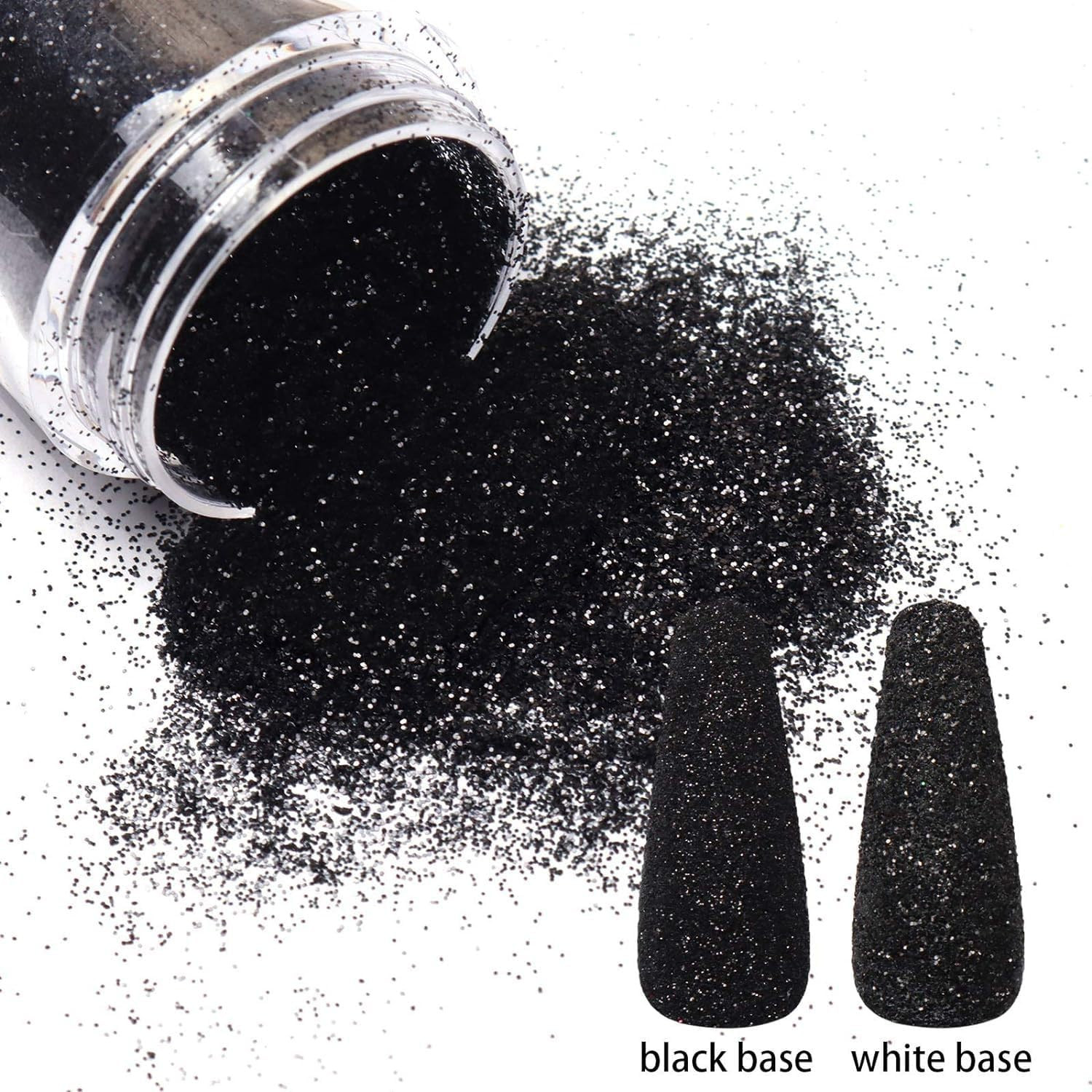 0.2Mm Black Nail Glitter White Rainbow Holographic Shining Sugar Nail Glitter Ca