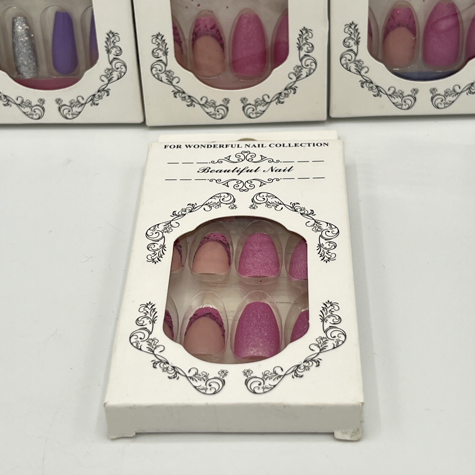 Beautiful Nail Press On Matte Nails New Lot Of 4 Coffin Round Multi Colors
