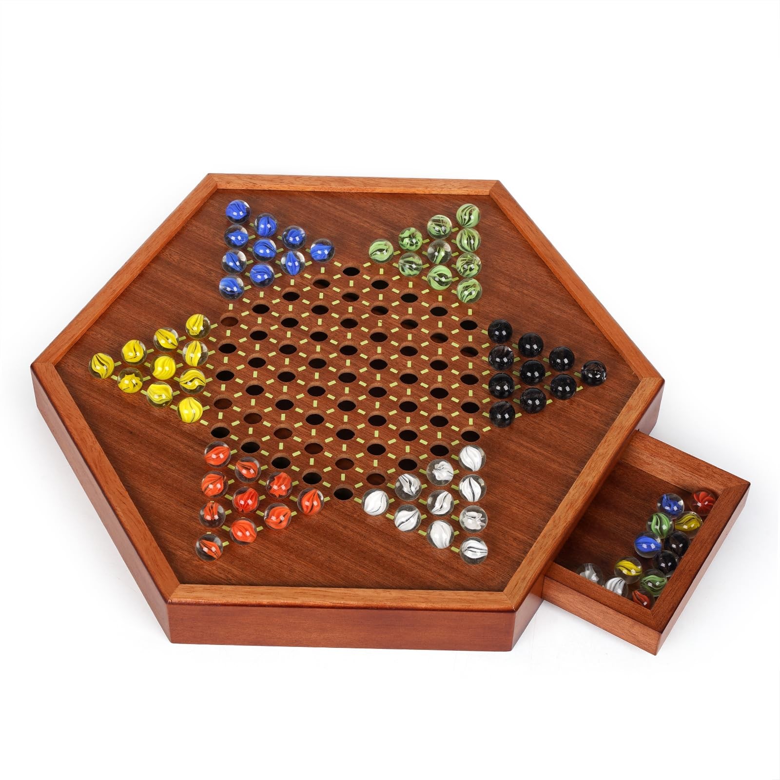 15-Inch Wooden Chinese Checkers Board Game Set – Classic 7.5 x 15 inches
