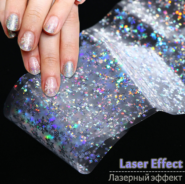 100x4cm Nail Sticker Snowflake Star Laser Glitter Christmas Transfer Foils NS28
