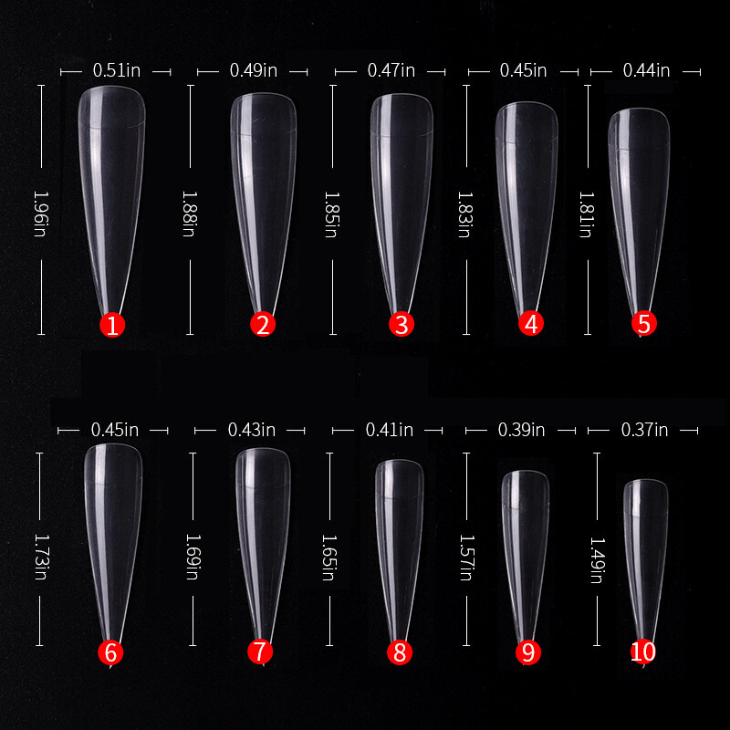 500 Pcs Long Stiletto Pointed False Nail Tips Half Nails Fake Tip Salon Manicure