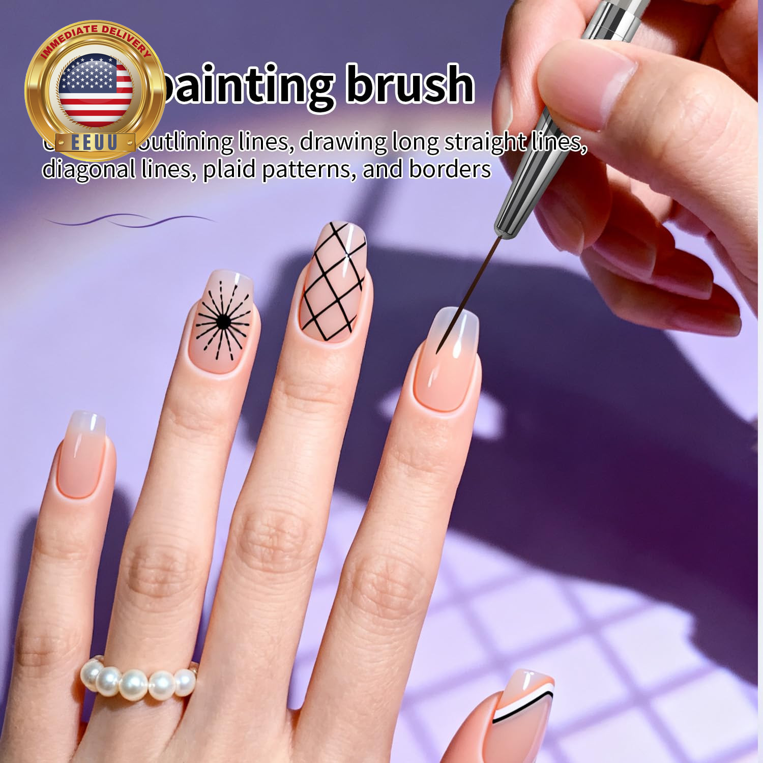 6Packs Nail Art Brushes,Nail Art Tool Set,Dotting Tools,Dust Brush,Striping Brus