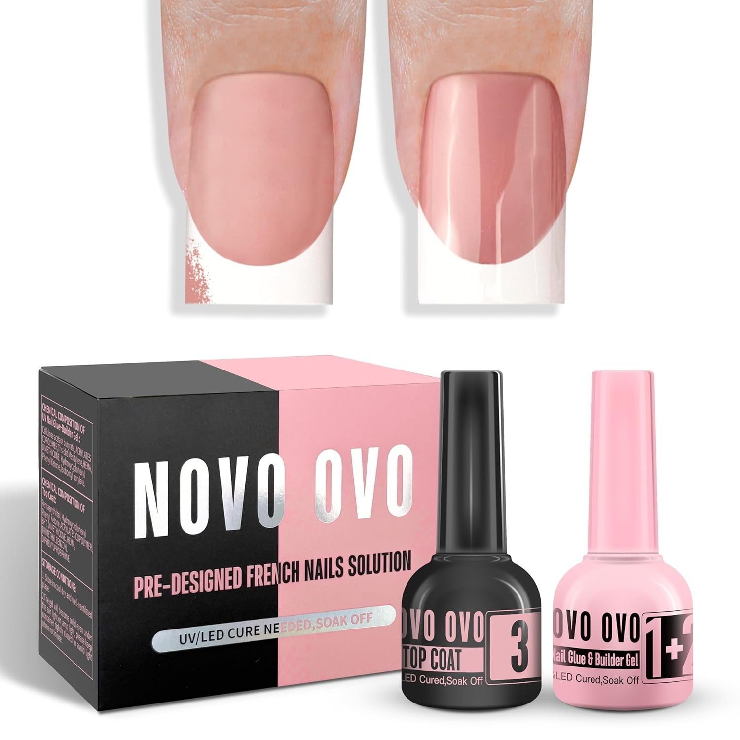French Tip Solution Kit, Including One Muti-Function UV Nail Glue (Also Can Work