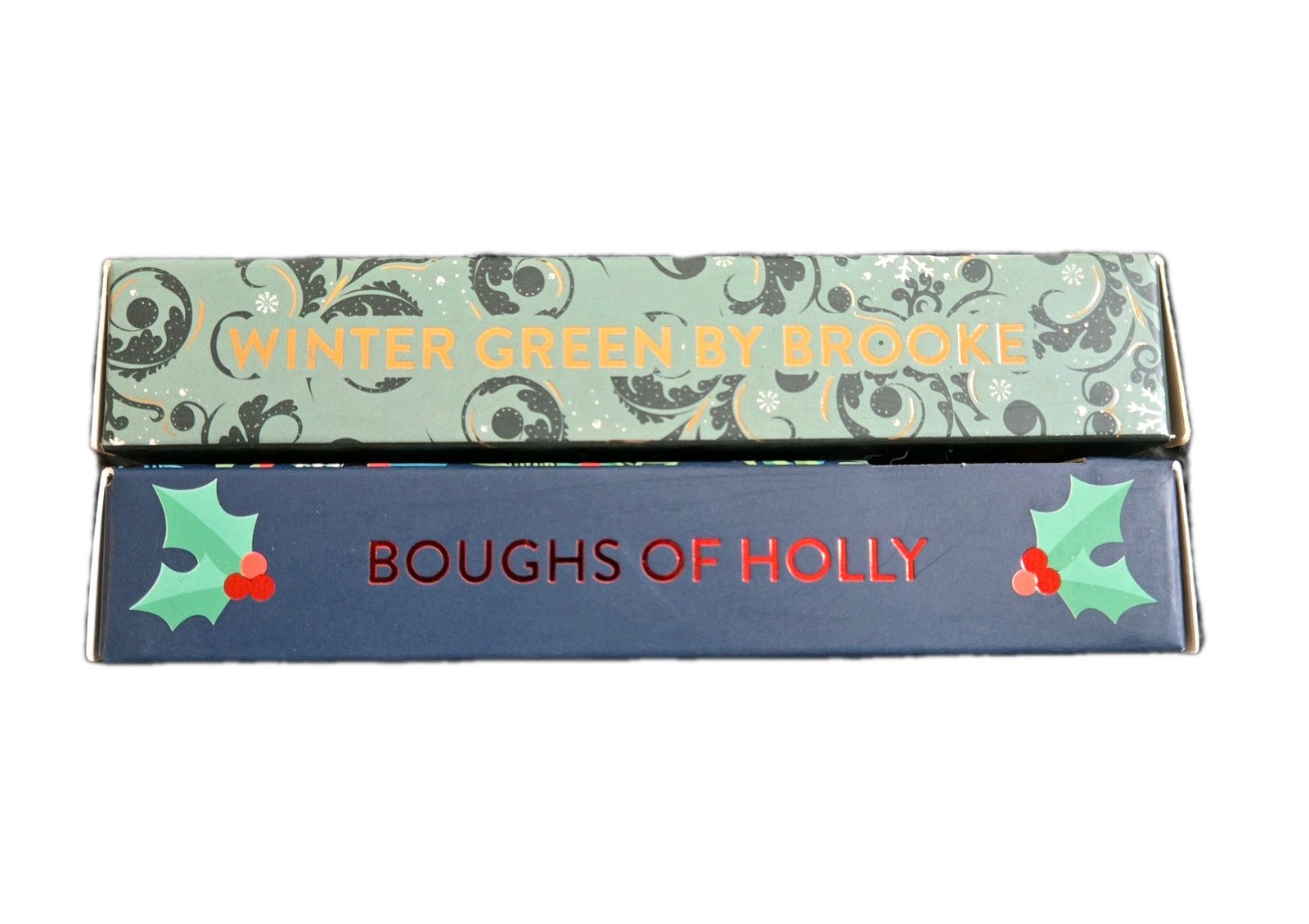Red Aspen Nail Dashes Short Square Christmas Boughs of Holly Winter Green Brooke