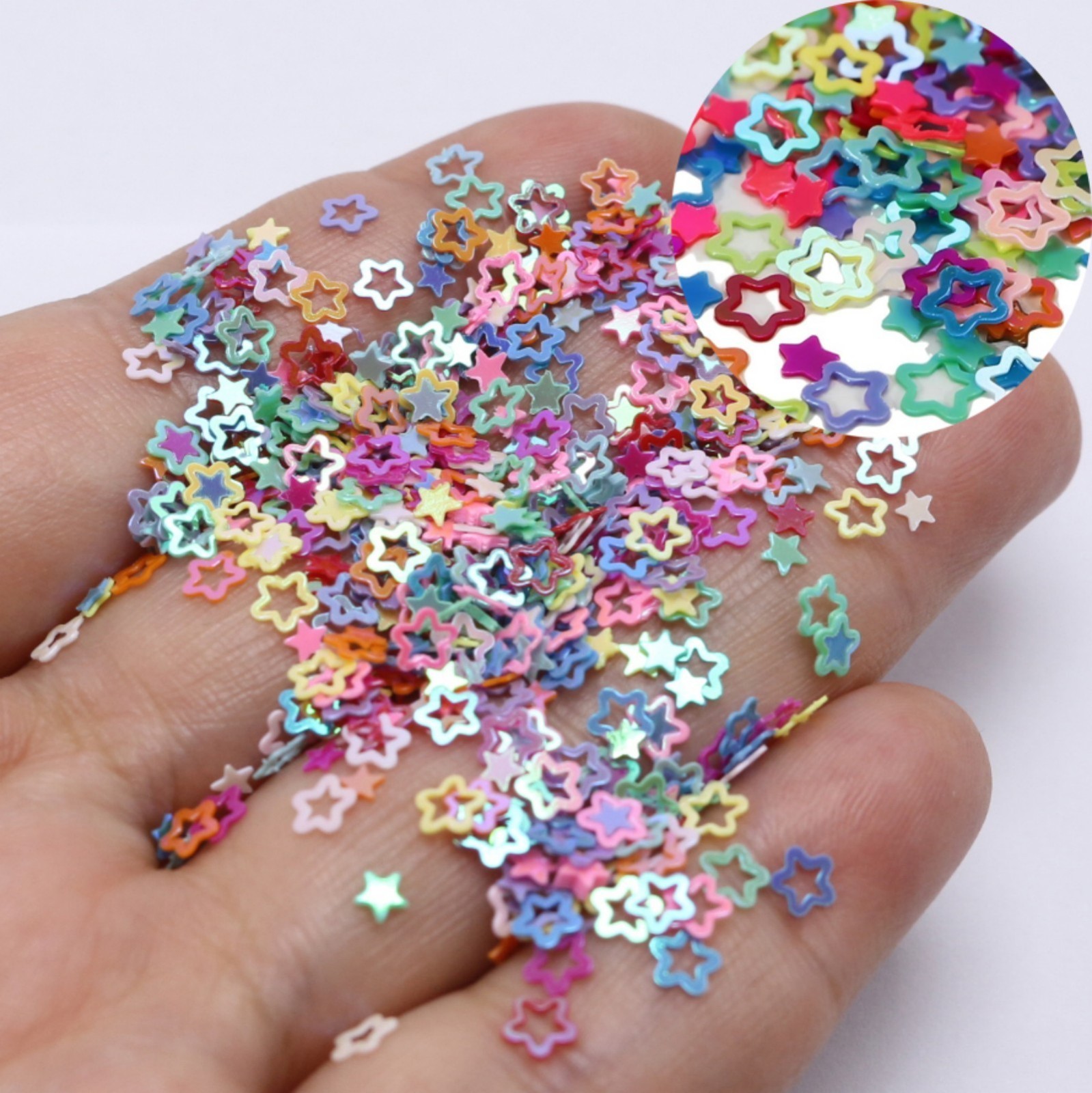 50 Gram Mixed Color Hollow Flower Sequins Loose Tiny Tips 4mm Nail Art