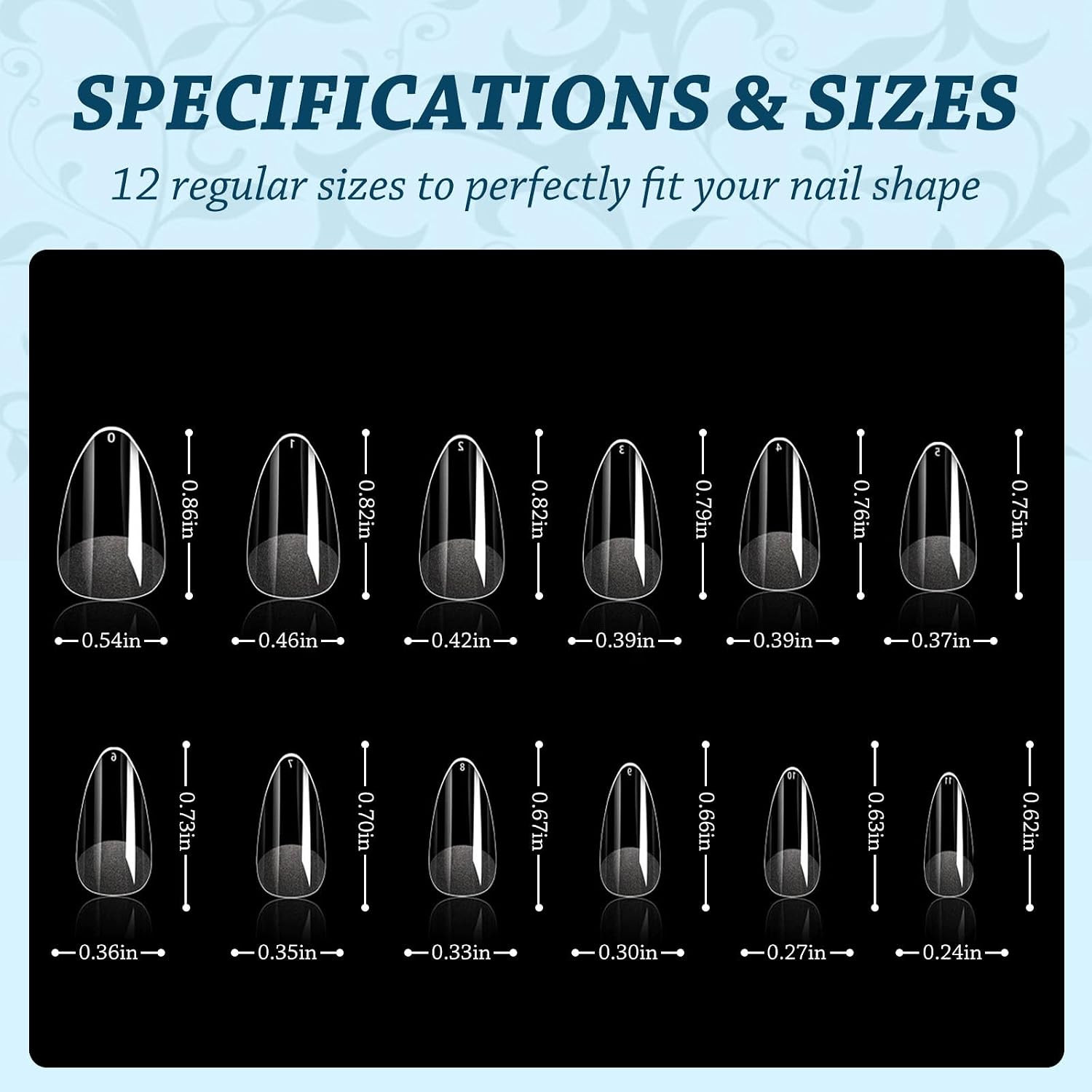 Short Almond Nail Tips, 288 PCS Gel Acrylic Nail Tips, Clear Nail Tips, Nail Sup