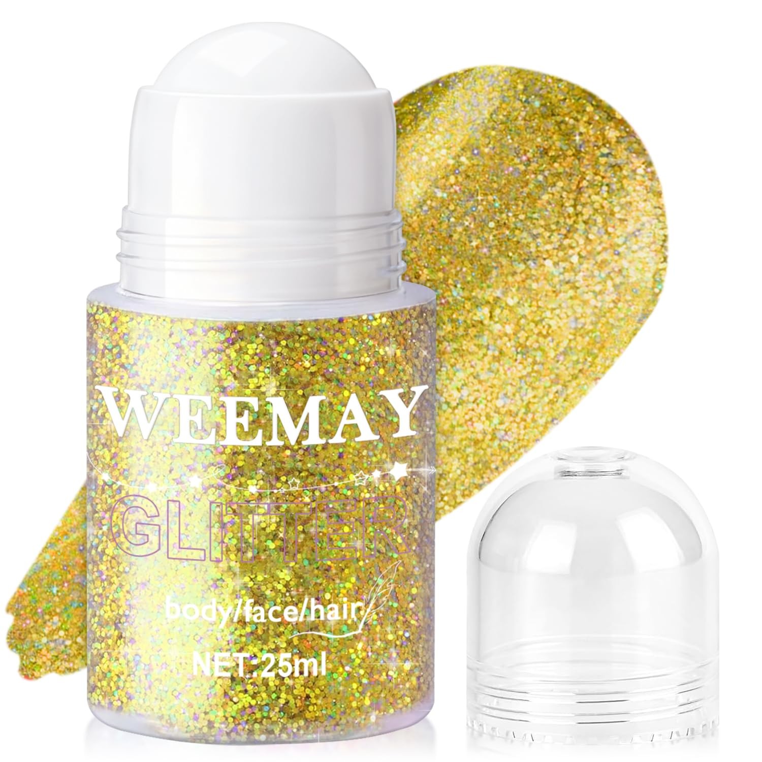 Roll-on Holographic Body Glitter Gel for Face and Hair, Chameleon Color Chang…