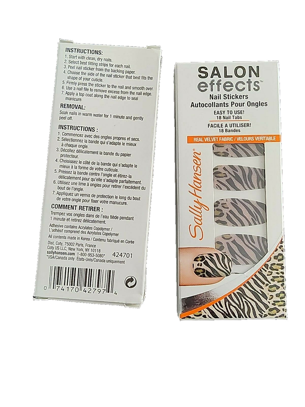 Sally Hansen SALON EFFECTS Nail Stickers 18 Nail Tabs 150 FAUX REAL (LOT OF 2)