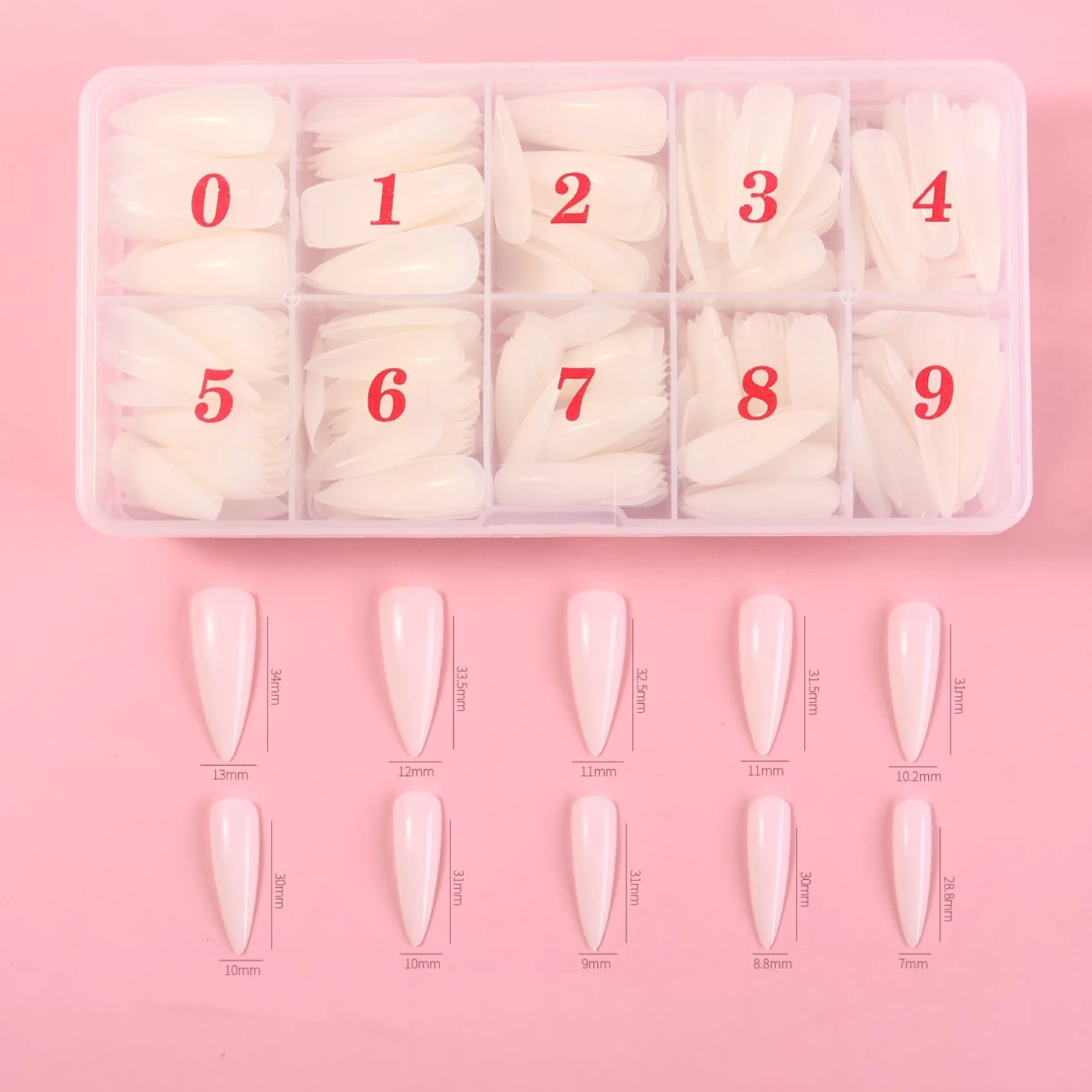 New 500pcs Long Stiletto Nail Tips XL Clear Acrylic False Nails Pointy for Women