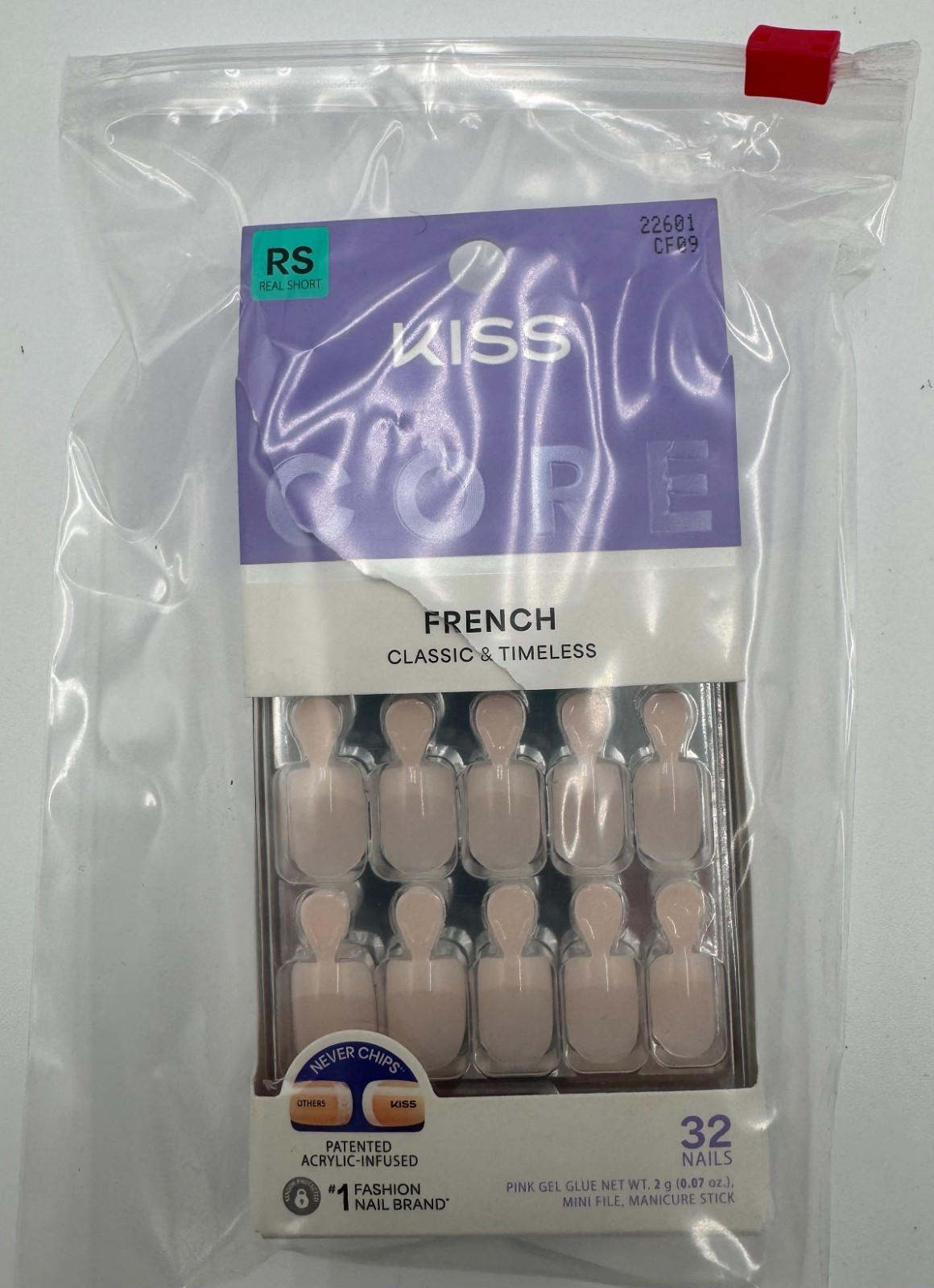 KISS Salon X-tend Core French Press-On Nails RS Real Short 32 Nails NEW Damaged