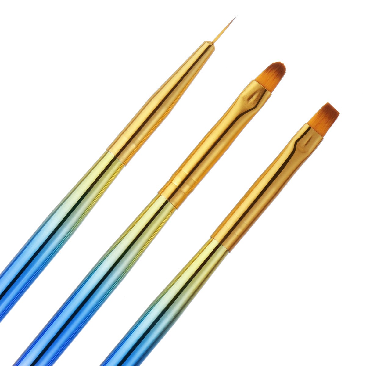 Acrylic Nail Art Brush Nylon Tips UV Gel Painting Liner Pen Manicure Tool 3 Pack