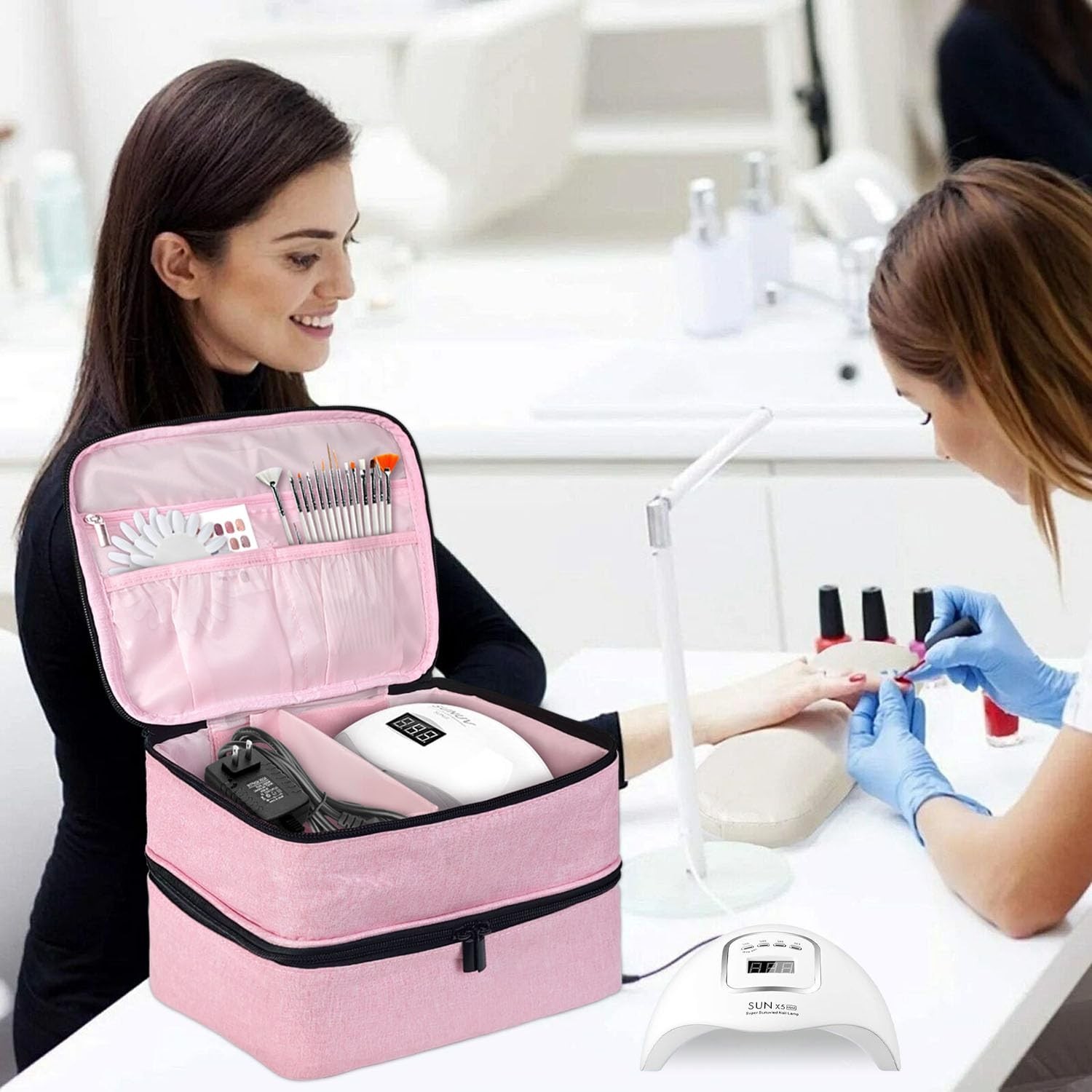 Nail Polish Storage Bag, Nail Lamp Case Nail Polish Carrying Case Holds 30 Bo…