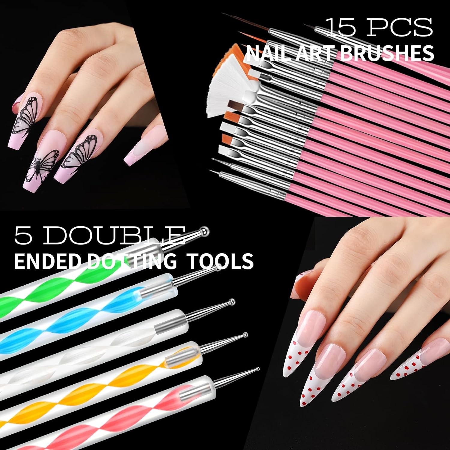Teenitor Nail Art Kit: 3D Charms, Gems, Brushes & Dotting Tools