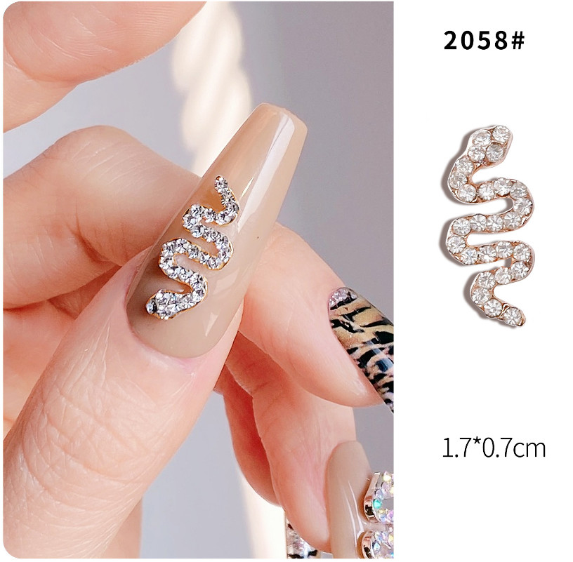 3D Glitter Metal Manicure Accessories DIY Snake Nail Art Decoration NS2