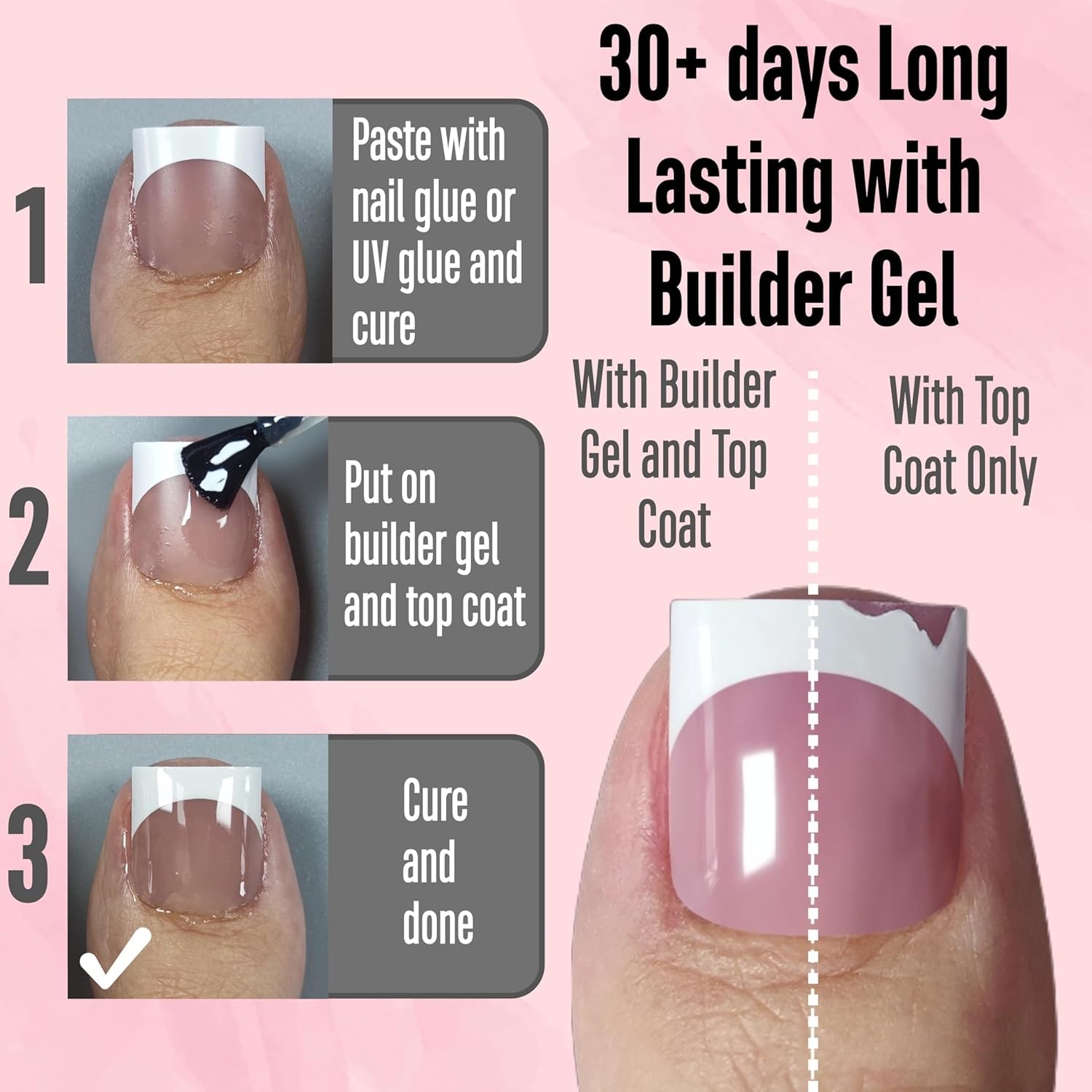 French Tip Toe Nail Tips Sharp Square tip Brown Pink