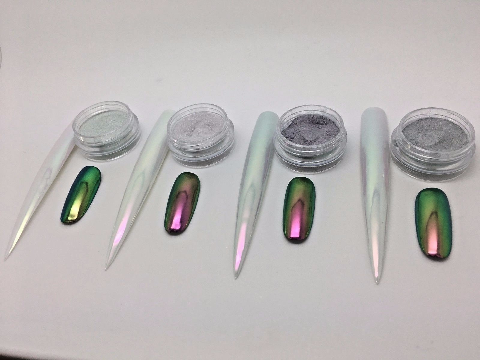 AURORA extra smooth UNICORN Nail Powder 4 colours CHROME Mirror Effect Nails UK