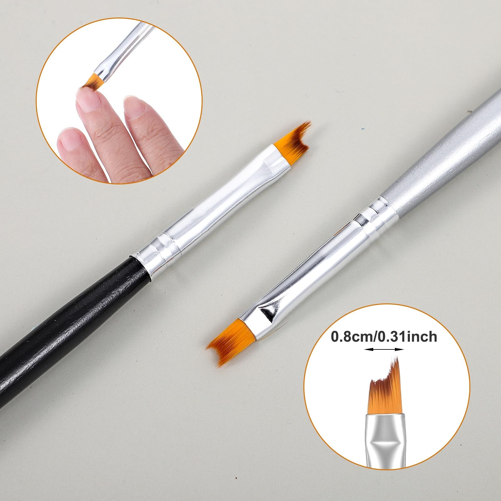 8 Pcs French Tip Nail Brush, Oblique Head French Manicure Brush Moon Shape Na…