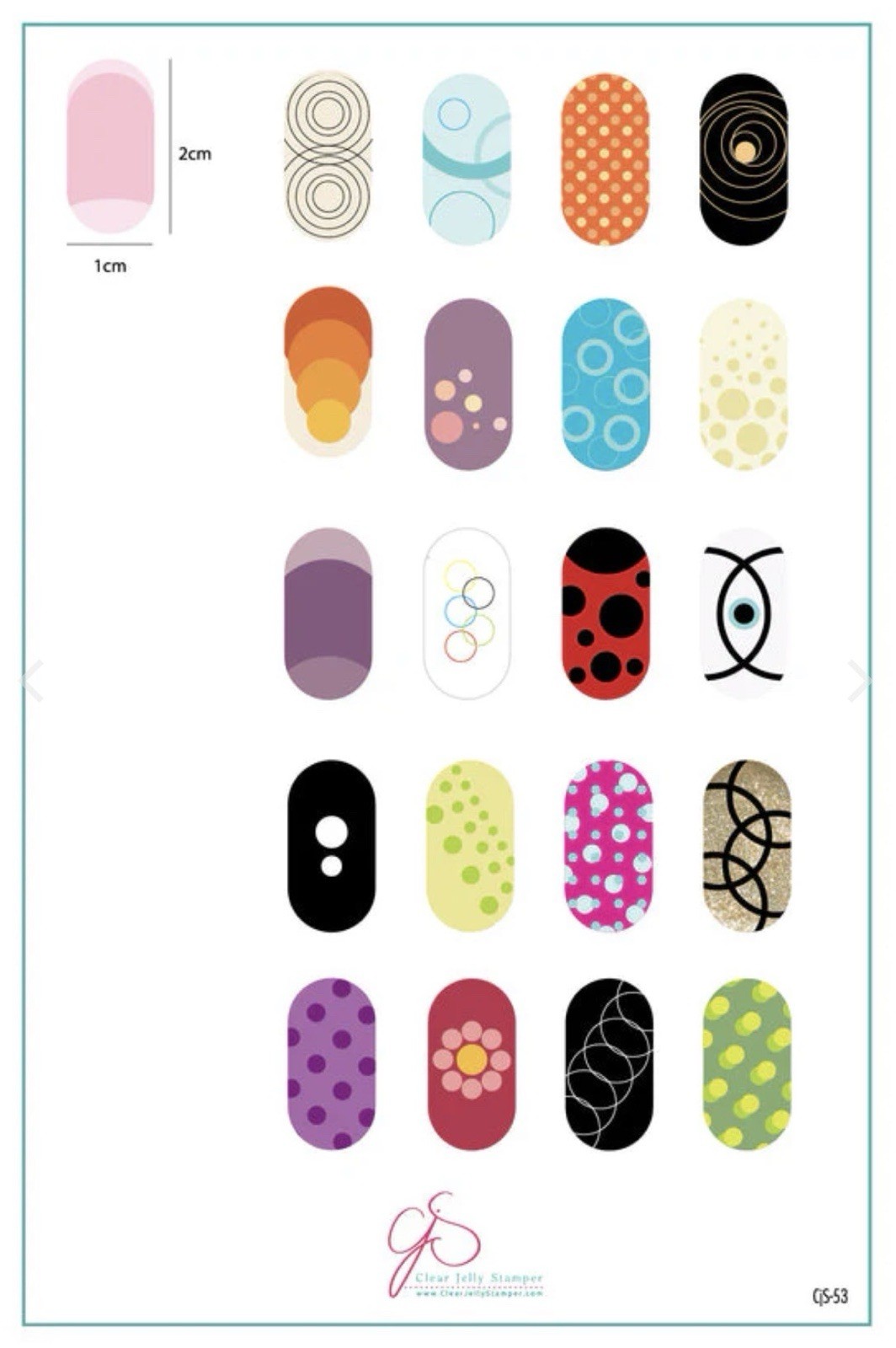 Clear Jelly Stamper CJS-53 Geometric Dot Circles Silver Nail Art Stamping Plate