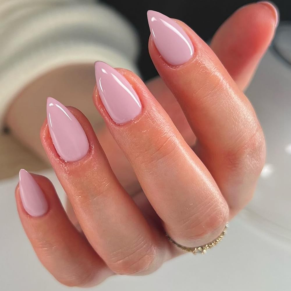 SXVME Short Oval Press On Nails, Handmade Gel Acrylic False Nails for Big &