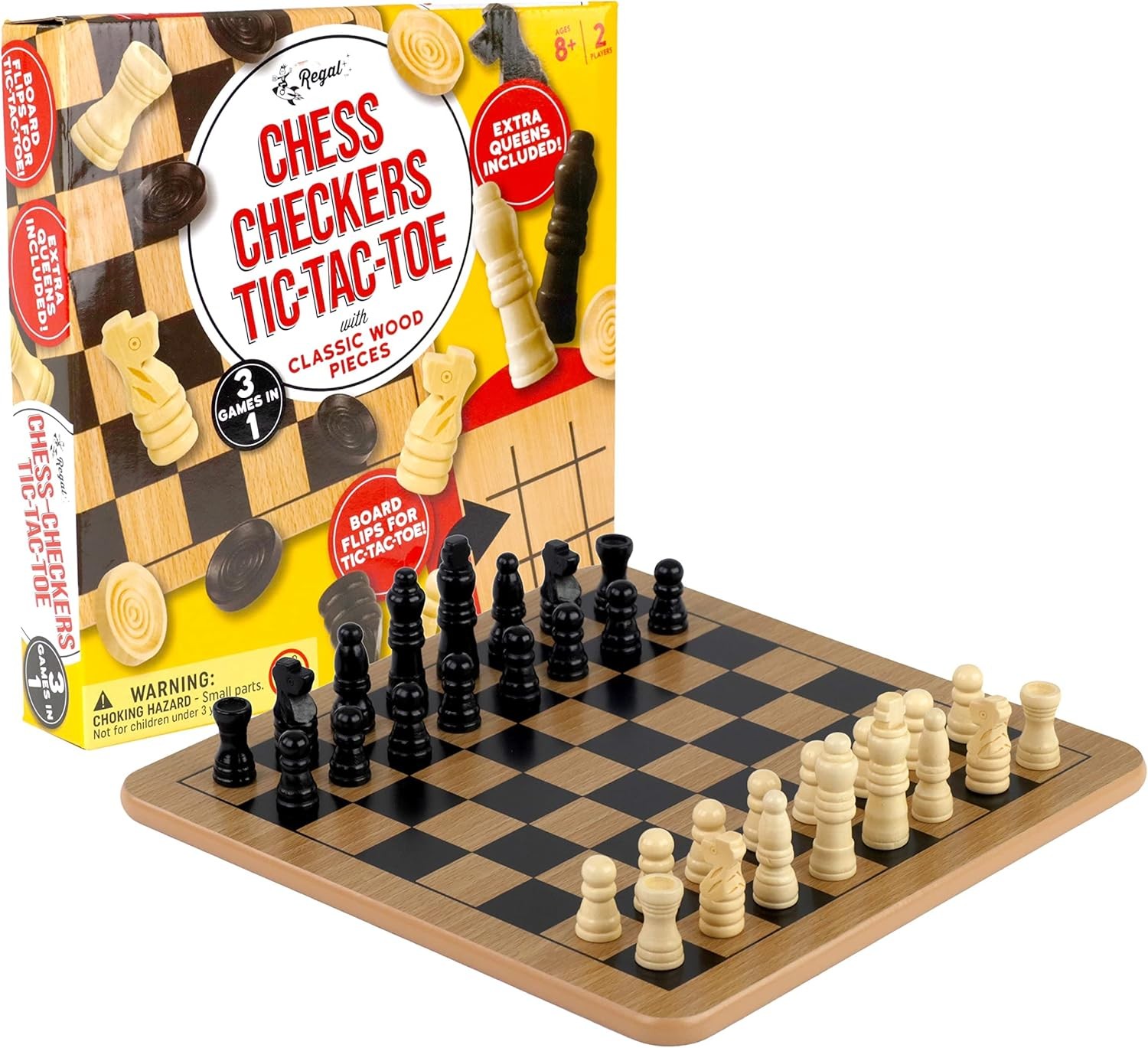 Regal Games – Reversible Wooden Board for Chess, 10.5 Inch –