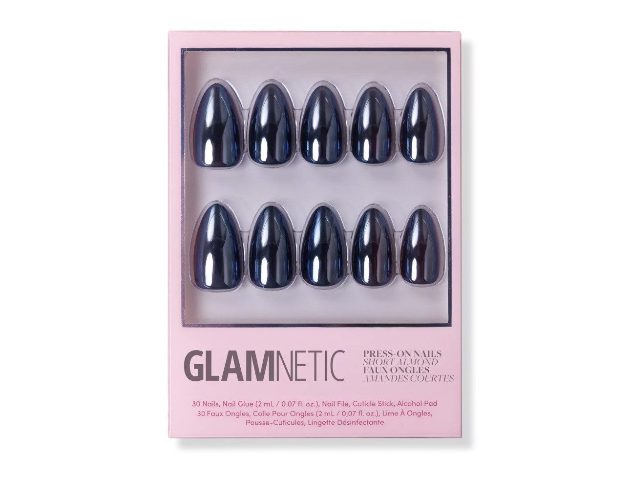 Glamnetic Press On Nails Metallic Short Almond Lot 3 Different Style Sets New