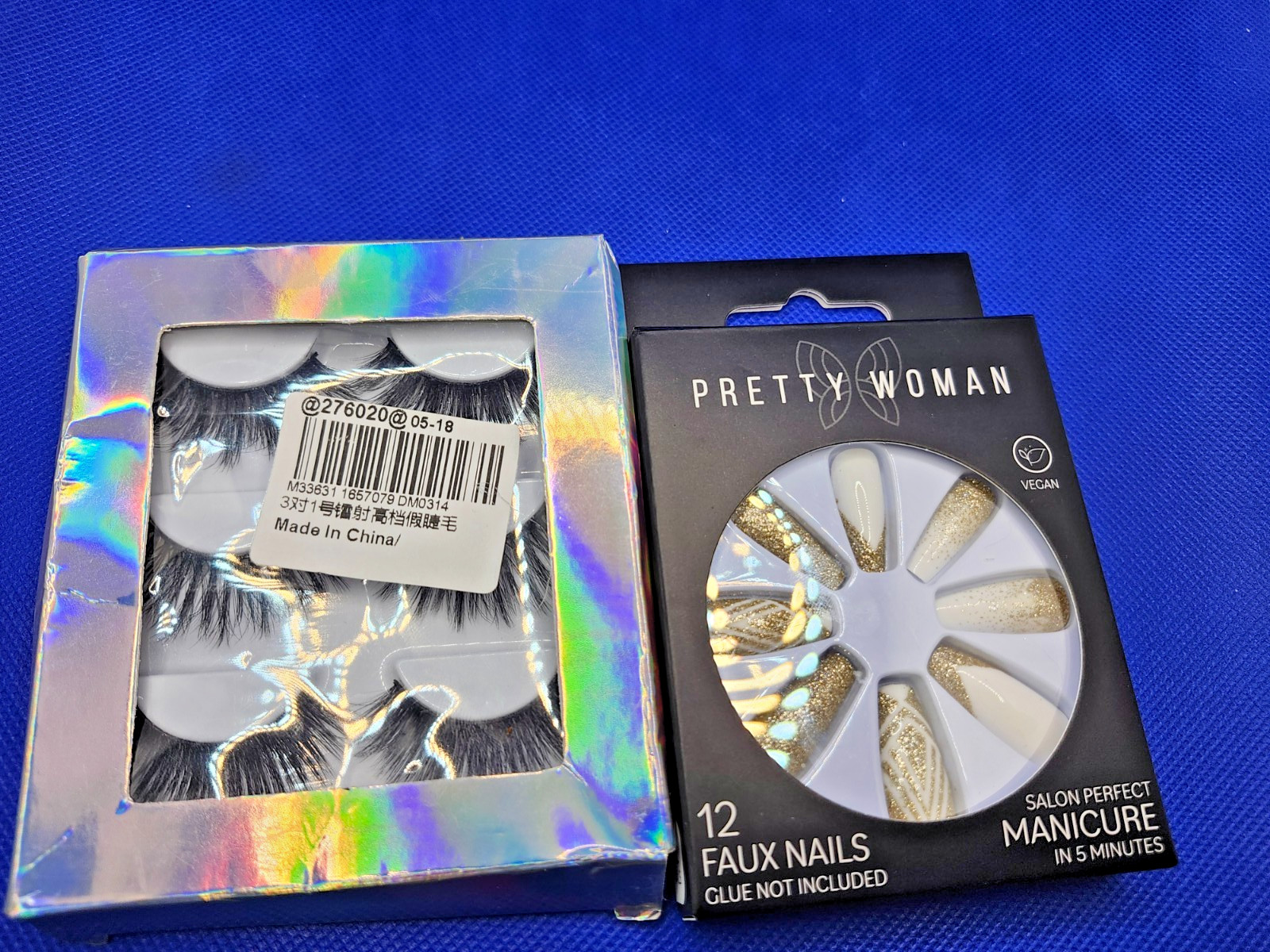 1 Pack Pretty Woman Salon Perfect Faux Nails PDV2480 / Also Long 100% Eyelashes