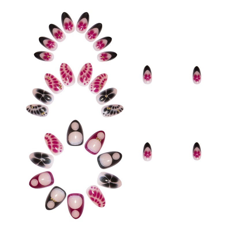 30pcs Retro Sweet Cool Blended Flower Wear Armor Medium Long Nail Art