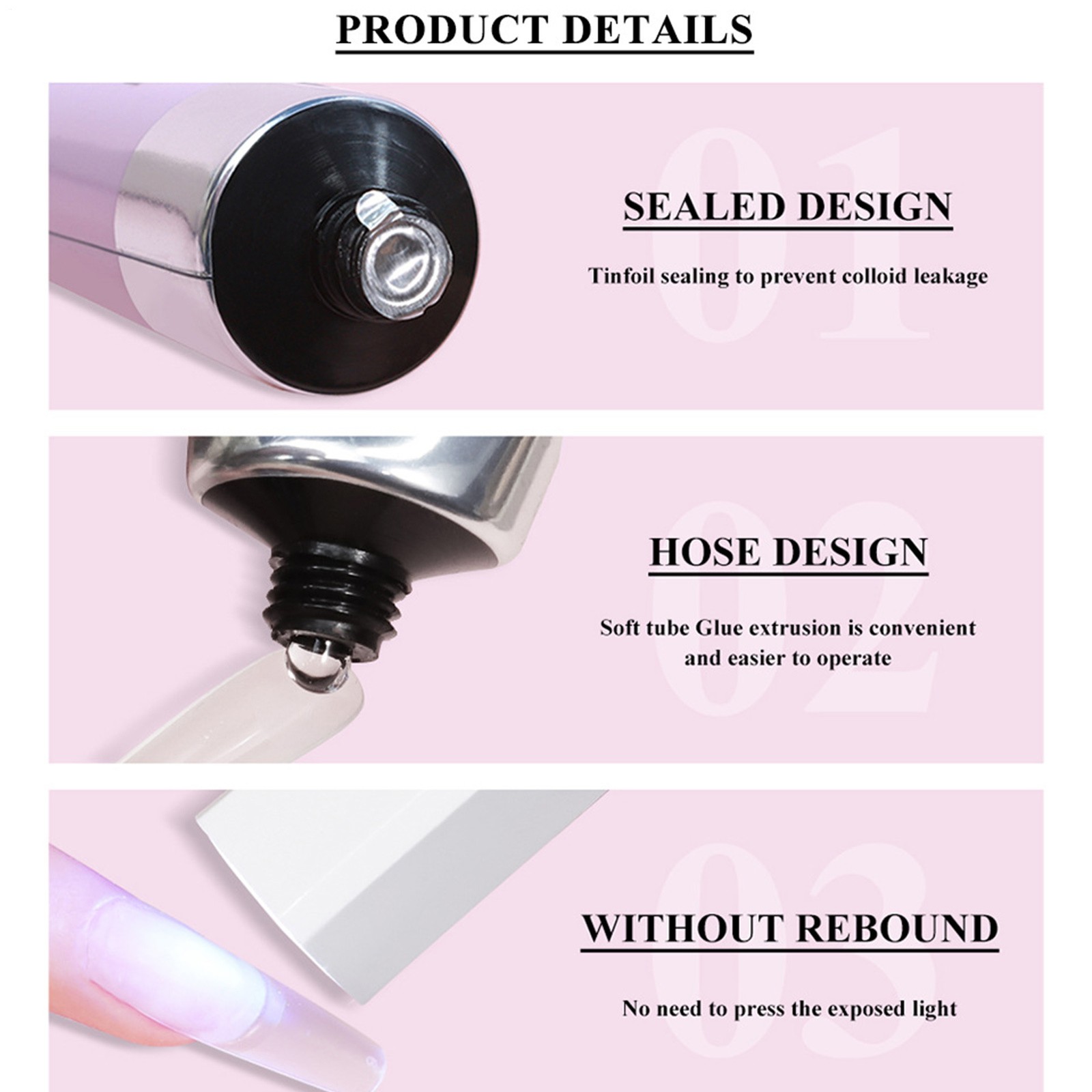 Professional Nail Glue Gel for Acrylic Soft Gel Nails Strong and Long-Lasting`